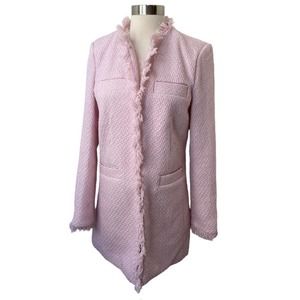 Venus Tweed Jacket Long Sleeve Coat Fringe Pink 2 - image 1